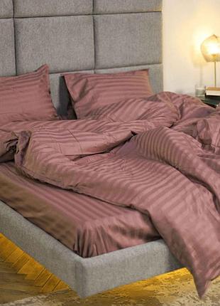 Комплект постельного белья из люкс сатина евро pink stripe