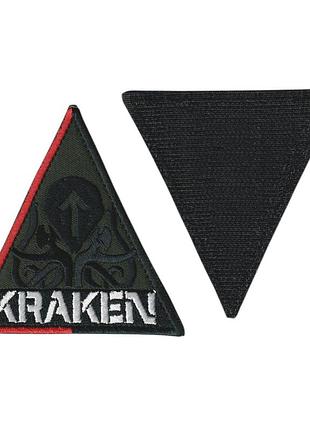 Шеврон военный / армейский, kraken кракен, на липучке, на оливке, всу 8,5 см * 8,5 см