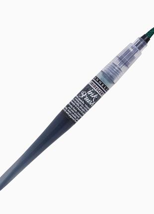 Ручка-пензель з чорнилом sennelier ink brush, переливчастий зелений глибокий (iridescent green deep)