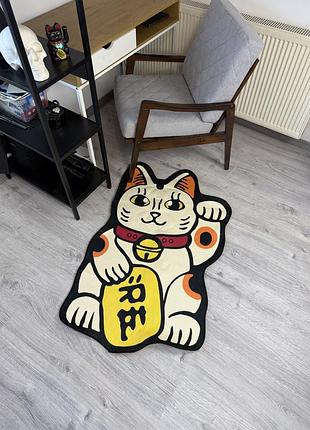 Ковёр lucky cat maneki neko 80×120 см | японский безворсовый ковёр для дома | декор интерьера