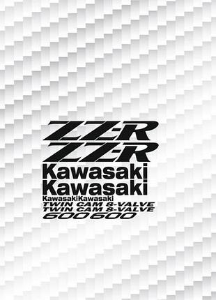 Черные наклейки на мотоцикл бак пластик kawasaki кавасаки zzr ззр