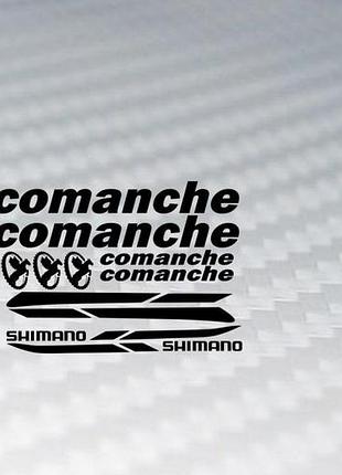 Черные наклейки на раму велосипеда comanche команчь c полосками и логотипами