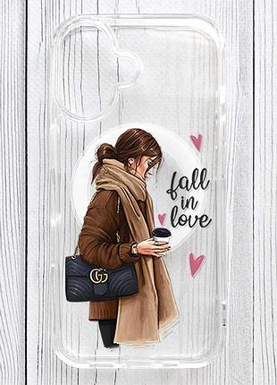 Магнитный чехол на iphone 17 с поддержкой magsafe девушка с кофе (принт 112)