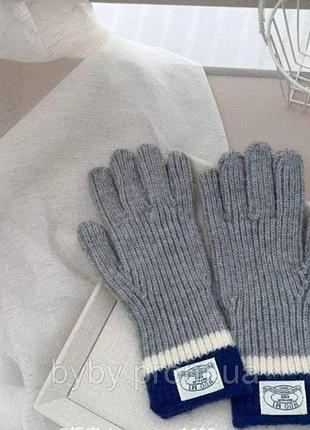 Теплые вязаные перчатки для детей 7–12 лет 🧤 сірий з манжетом