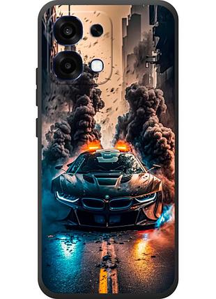 Чехол силиконовый с картинкой на oppo a6 pro (машина bmw i8)