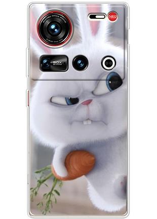Чехол силиконовый с картинкой на zte nubia z70 ultra (кролик снежок)