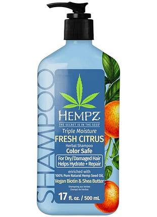 Шампунь для волос hempz triple moisture fresh citrus herbal shampoo 500 мл