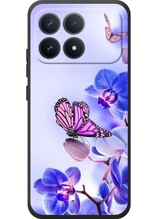 Чохол силіконовий з картинкою на xiaomi poco f8 pro (квітка, метелик на орхідеї)