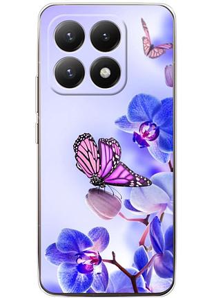 Чехол силиконовый с картинкой на xiaomi 15t (цветок, бабочка на орхидее)