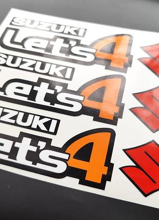 Чорні з жовтогарячим наклейки на мотоцикл мопед скутер сузуки suzuki lets 4 летс