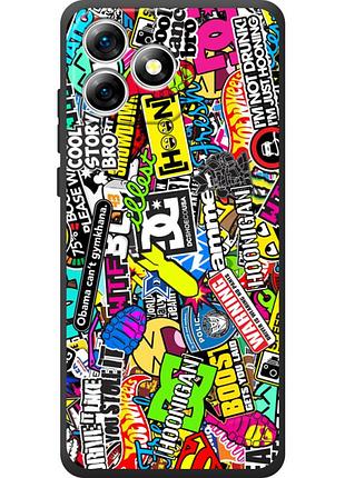 Чехол силиконовый с картинкой на oukitel c53 (цветные наклейки)