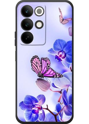 Чохол силіконовий з картинкою на realme c85 (квітка, метелик на орхідеї)