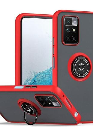 Чохол fiji colorframe для xiaomi redmi note 11 4g матовий бампер з кільцем підставкою red