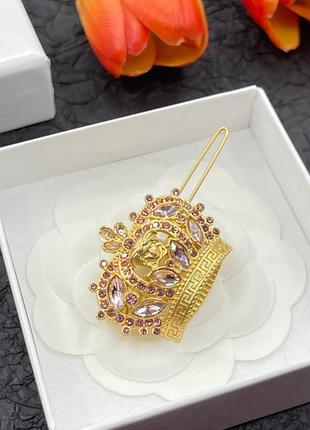 Заколка версаче crown medusa hair clip люкс качество
