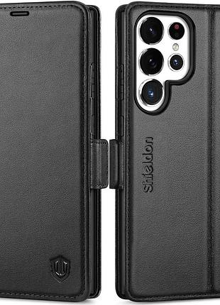 Чехол-кошелек shieldon для samsung galaxy s24 ulyra из настоящей кожи черный уценка
