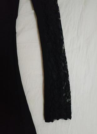 Брендовое нарядное чёрное с кружевом платье3 фото