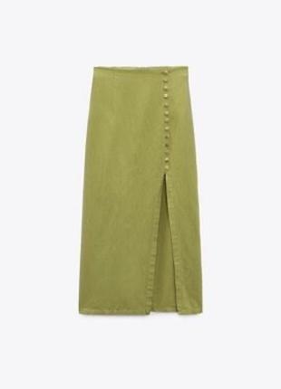 Zara спідниця xl, колір хакі.гудзики декоративні.