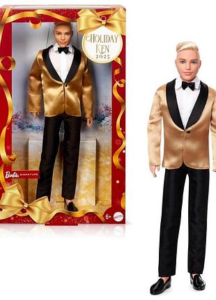Коллекционная кукла barbie праздничный кен блондин