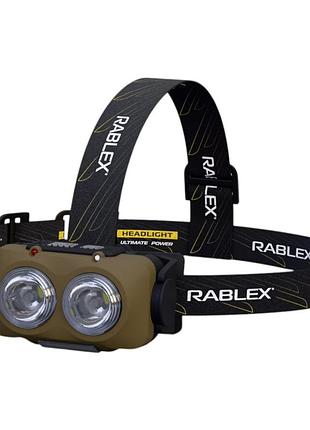 Фонарь налобный rablex rb976 мощный светодиодный 3xt6 + 4xcob, сенсор, аккумулятор, type-c
