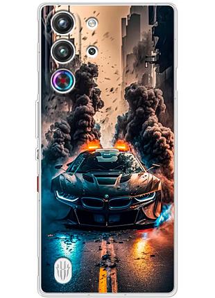 Чехол силиконовый с картинкой на zte nubia redmagic 10 pro (машина bmw i8)