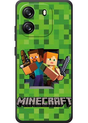 Чехол силиконовый с картинкой на blackview oscal flat 1c (майнкрафт, minecraft)