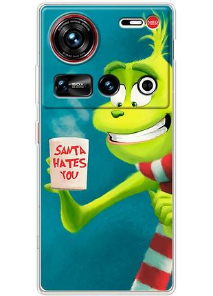 Чехол силиконовый с картинкой на zte nubia z70 ultra (новогодний, гринч)