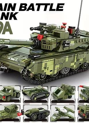 Конструктор танк type 99a 25см на 500+ деталей - подвижная башня пушка гуся и 2 фигурки