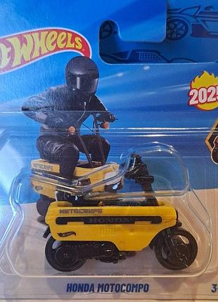 Hot wheels 2025 moto honda motocompo 3/5 181/250 jbc03 мотоцикл хонда машинки базові колекційні хот вілс
