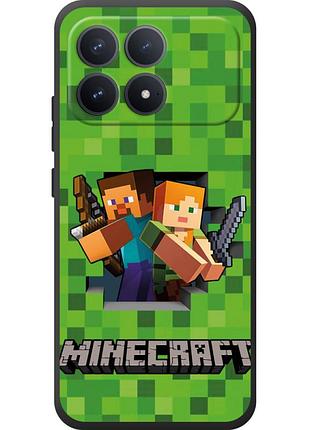 Чехол силиконовый с картинкой на xiaomi poco f8 pro (майнкрафт, minecraft)
