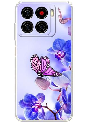 Чохол силіконовий з картинкою на zte blade a56 (квітка, метелик на орхідеї)