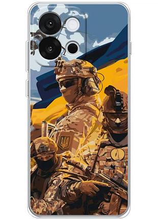Чехол силиконовый с картинкой на oneplus 13 t (патриотический, воины всу)