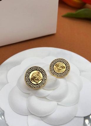 Серьги версаче medusa coin studs luxury quality люкс качество