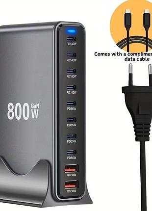Зарядная станция 800w с 10 портами usb-c и usb-a