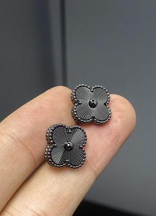 Сережки ван кліф camellia black люкс якість