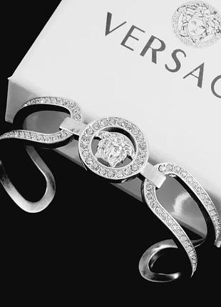 Браслет версаче medusa crystal silver люкс качество
