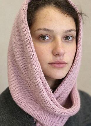 Капюшон-шарф з кашеміру жіночий | теплий в'язаний шарф-капор на зиму