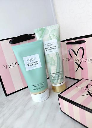 Набор / крем для душа + ароматный лосьон для тела natural beauty body care «aloe water &amp; hibiscus». victoria’s secret. оригинал 🇺🇸