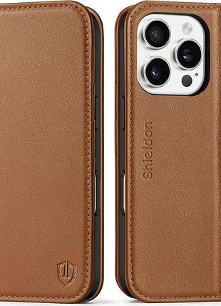 Чехол-кошелек shieldon для iphone 16 pro из натуральной кожи уценка