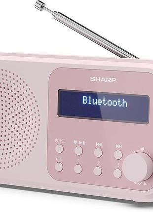 Sharp dr-p420(pk) tokyo portable digital radio - bluetooth 5.0, dab+/fm, compact, usb/батарея, подвійний будильник, пам'ять на 40