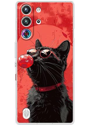 Чехол силиконовый с картинкой на zte nubia redmagic 10 pro (стильный котик)