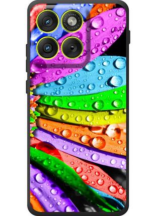 Чехол силиконовый с картинкой на motorola edge 70 (цветные листья)