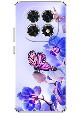 Чохол силіконовий з картинкою на xiaomi redmi note 15 5g (квітка, метелик на орхідеї)