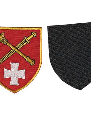 Шеврон военный / армейский, ок запад, на красном, на липучке, всу, 8 см * 7 см