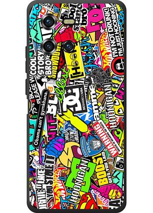 Чехол силиконовый с картинкой на oukitel wp50 (цветные наклейки)