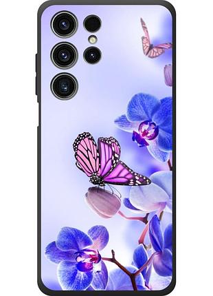 Чехол силиконовый с картинкой на oukitel c1 pro (цветок, бабочка на орхидее)