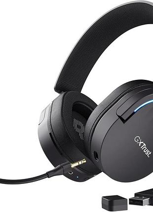 Trust gaming gxt 491 fayzo 7.1 игровая гарнитура bluetooth + rf 2,4 ггц, время автономной работы 22 часа, 85 %