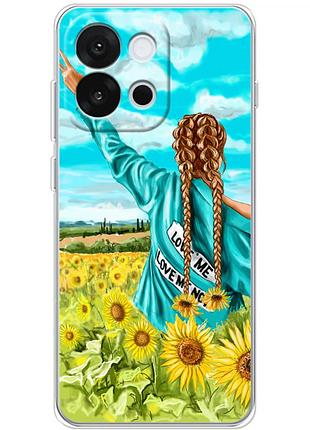 Чехол силиконовый с картинкой на oneplus 13 t (патриотический, девушка украинка)
