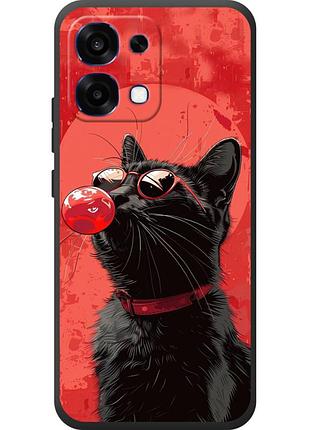 Чехол силиконовый с картинкой на oppo a6 pro (стильный котик)