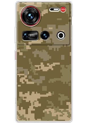 Чехол силиконовый с картинкой на zte nubia z70 ultra (патриотический, камуфляж пиксель)