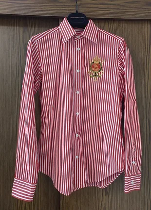 Рубашка женская ralph lauren из хлопка с полосатым принтом, размер 4